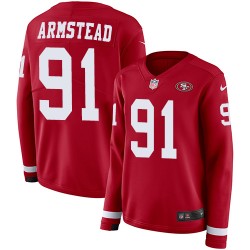 Limited Women's Arik Armstead Red Jersey - #91 Football San Francisco 49ers Therma Long Sleeve