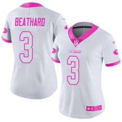 Limited Women's C. J. Beathard White/Pink Jersey - #3 Football San Francisco 49ers Rush Fashion