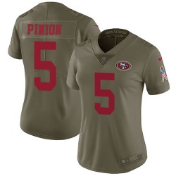 Limited Women's Bradley Pinion Olive Jersey - #5 Football San Francisco 49ers 2017 Salute to Service