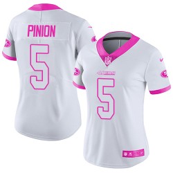 Limited Women's Bradley Pinion White/Pink Jersey - #5 Football San Francisco 49ers Rush Fashion