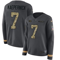 Limited Women's Colin Kaepernick Black Jersey - #7 Football San Francisco 49ers Salute to Service Therma Long Sleeve