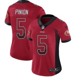 Limited Women's Bradley Pinion Red Jersey - #5 Football San Francisco 49ers Rush Drift Fashion