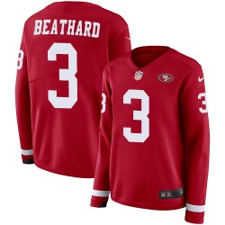 Limited Women's C. J. Beathard Red Jersey - #3 Football San Francisco 49ers Therma Long Sleeve