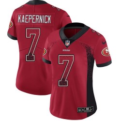 Limited Women's Colin Kaepernick Red Jersey - #7 Football San Francisco 49ers Rush Drift Fashion