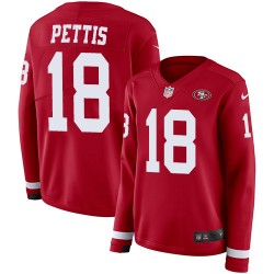 Limited Women's Dante Pettis Red Jersey - #18 Football San Francisco 49ers Therma Long Sleeve