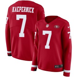Limited Women's Colin Kaepernick Red Jersey - #7 Football San Francisco 49ers Therma Long Sleeve