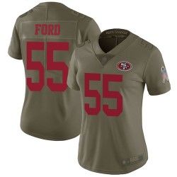 Limited Women's Dee Ford Olive Jersey - #55 Football San Francisco 49ers 2017 Salute to Service