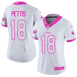 Limited Women's Dante Pettis White/Pink Jersey - #18 Football San Francisco 49ers Rush Fashion