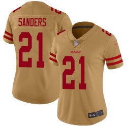 Limited Women's Deion Sanders Gold Jersey - #21 Football San Francisco 49ers Inverted Legend