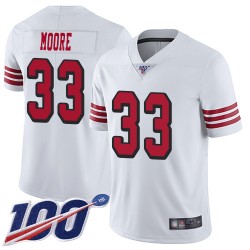 Limited Men's Tarvarius Moore White Jersey - #33 Football San Francisco 49ers 100th Season Rush Vapor Untouchable