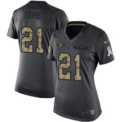 Limited Women's Frank Gore Black Jersey - #21 Football San Francisco 49ers 2016 Salute to Service