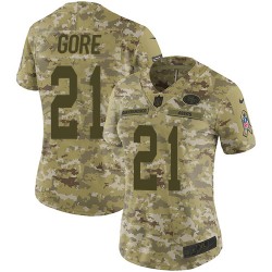 Limited Women's Frank Gore Camo Jersey - #21 Football San Francisco 49ers 2018 Salute to Service