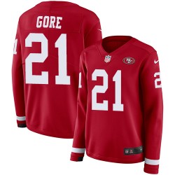 Limited Women's Frank Gore Red Jersey - #21 Football San Francisco 49ers Therma Long Sleeve