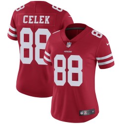 Limited Women's Garrett Celek Red Home Jersey - #88 Football San Francisco 49ers Vapor Untouchable