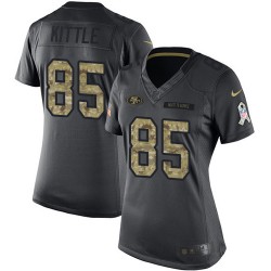 Limited Women's George Kittle Black Jersey - #85 Football San Francisco 49ers 2016 Salute to Service