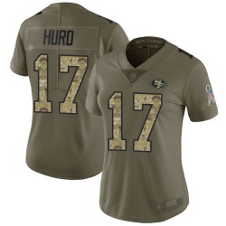 Limited Women's Jalen Hurd Olive/Camo Jersey - #17 Football San Francisco 49ers 2017 Salute to Service