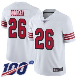 Limited Men's Tevin Coleman White Jersey - #26 Football San Francisco 49ers 100th Season Rush Vapor Untouchable