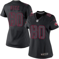Limited Women's Jerry Rice Black Jersey - #80 Football San Francisco 49ers Impact