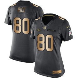 Limited Women's Jerry Rice Black/Gold Jersey - #80 Football San Francisco 49ers Salute to Service