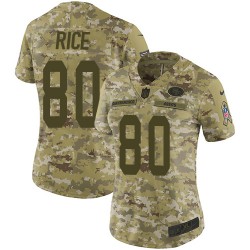 Limited Women's Jerry Rice Camo Jersey - #80 Football San Francisco 49ers 2018 Salute to Service