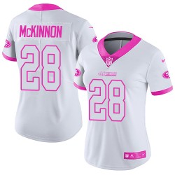 Limited Women's Jerick McKinnon White/Pink Jersey - #28 Football San Francisco 49ers Rush Fashion