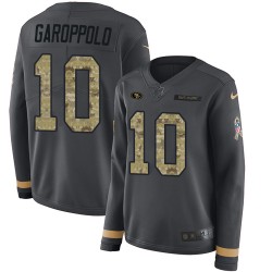 Limited Women's Jimmy Garoppolo Black Jersey - #10 Football San Francisco 49ers Salute to Service Therma Long Sleeve