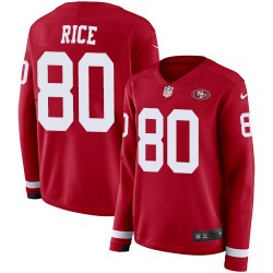 Limited Women's Jerry Rice Red Jersey - #80 Football San Francisco 49ers Therma Long Sleeve