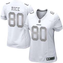 Limited Women's Jerry Rice White Jersey - #80 Football San Francisco 49ers Platinum