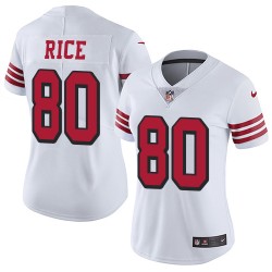 Limited Women's Jerry Rice White Jersey - #80 Football San Francisco 49ers Rush Vapor Untouchable