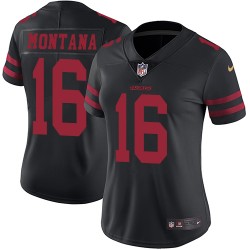 Limited Women's Joe Montana Black Alternate Jersey - #16 Football San Francisco 49ers Vapor Untouchable
