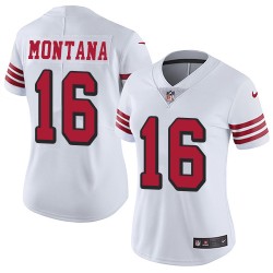 Limited Women's Joe Montana White Jersey - #16 Football San Francisco 49ers Rush Vapor Untouchable
