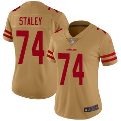 Limited Women's Joe Staley Gold Jersey - #74 Football San Francisco 49ers Inverted Legend