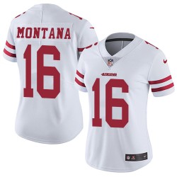 Limited Women's Joe Montana White Road Jersey - #16 Football San Francisco 49ers Vapor Untouchable