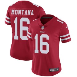 Limited Women's Joe Montana Red Home Jersey - #16 Football San Francisco 49ers Vapor Untouchable