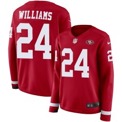 Limited Women's K'Waun Williams Red Jersey - #24 Football San Francisco 49ers Therma Long Sleeve