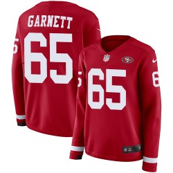Limited Women's Joshua Garnett Red Jersey - #65 Football San Francisco 49ers Therma Long Sleeve