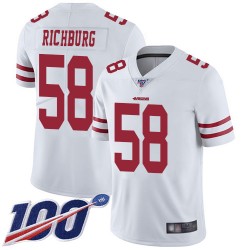 Limited Men's Weston Richburg White Road Jersey - #58 Football San Francisco 49ers 100th Season Vapor Untouchable