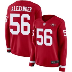 Limited Women's Kwon Alexander Red Jersey - #56 Football San Francisco 49ers Therma Long Sleeve