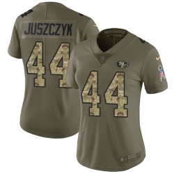 Limited Women's Kyle Juszczyk Olive/Camo Jersey - #44 Football San Francisco 49ers 2017 Salute to Service