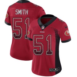 Limited Women's Malcolm Smith Red Jersey - #51 Football San Francisco 49ers Rush Drift Fashion