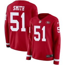 Limited Women's Malcolm Smith Red Jersey - #51 Football San Francisco 49ers Therma Long Sleeve
