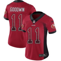 Limited Women's Marquise Goodwin Red Jersey - #11 Football San Francisco 49ers Rush Drift Fashion