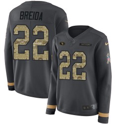 Limited Women's Matt Breida Black Jersey - #22 Football San Francisco 49ers Salute to Service Therma Long Sleeve
