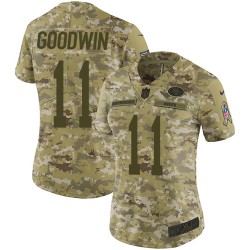 Limited Women's Marquise Goodwin Camo Jersey - #11 Football San Francisco 49ers 2018 Salute to Service