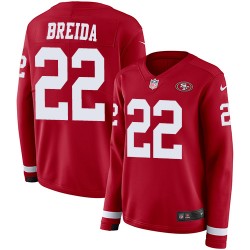 Limited Women's Matt Breida Red Jersey - #22 Football San Francisco 49ers Therma Long Sleeve