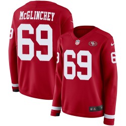 Limited Women's Mike McGlinchey Red Jersey - #69 Football San Francisco 49ers Therma Long Sleeve