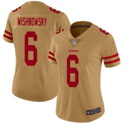 Limited Women's Mitch Wishnowsky Gold Jersey - #6 Football San Francisco 49ers Inverted Legend