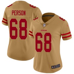 Limited Women's Mike Person Gold Jersey - #68 Football San Francisco 49ers Inverted Legend