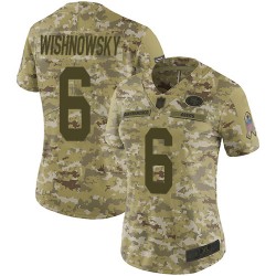 Limited Women's Mitch Wishnowsky Camo Jersey - #6 Football San Francisco 49ers 2018 Salute to Service