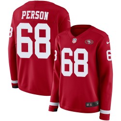 Limited Women's Mike Person Red Jersey - #68 Football San Francisco 49ers Therma Long Sleeve